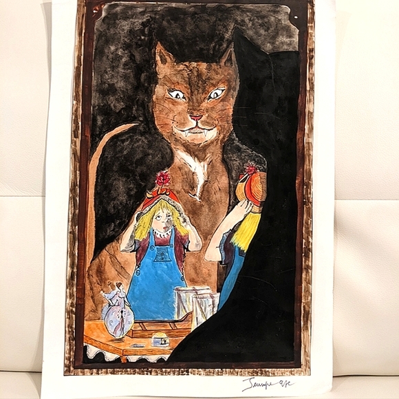 ORIGINAL HANDPAINTED WATERCOLOR "Mirror image" - Picture 4 of 8